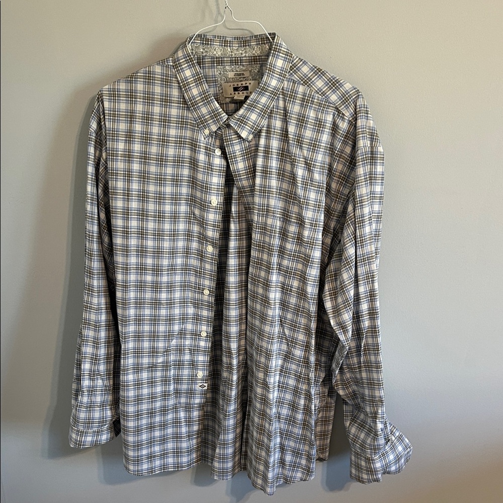 Joseph Abboud Men's Plaid Shirt - Gray and White